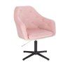 Křeslo ANDORA VELUR na černém kříži - světle růžové