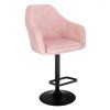 Barová židle ANDORA VELUR na černém talíři - světle růžová