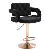 Barová židle ADRIA VELUR na zlatém talíři - černá