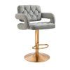 Barová židle  ADRIA VELUR na zlatém talíři - šedá