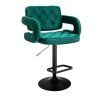Barová židle ADRIA VELUR na černém talíři - zelená