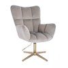 Křeslo AURORA VELUR na zlatém kříži - světle šedé