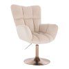 Křeslo AURORA VELUR na zlatém talíři - krémové