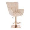 Barové křeslo AURORA VELUR na zlaté hranaté podstavě - krémové