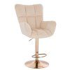 Barové křeslo AURORA VELUR na zlatém talíři - krémové