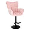 Barové křeslo AURORA VELUR na černém talíři - světle růžové