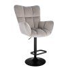 Barové křeslo AURORA VELUR na černém talíři - světle šedé