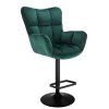 Barové křeslo AURORA VELUR na černém talíři - zelené
