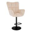 Barové křeslo AURORA VELUR na černém talíři - krémové
