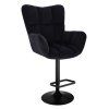 Barové křeslo AURORA VELUR na černém talíři - černé