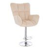 Barové křeslo AURORA VELUR na stříbrném talíři - krémové