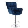 Barové křeslo AURORA VELUR na stříbrném talíři - modré