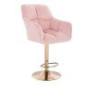 Barhocker mit Lehne AMALFI Velours mit goldenem Tellerfuß - Hellrosa
