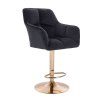 Barová židle AMALFI VELUR na zlatém talíři - černá