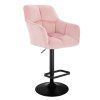 Barhocker mit Lehne AMALFI Velours mit schwarzem Tellerfuß - Hellrosa