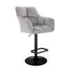 Barová židle AMALFI VELUR na černém talíři - světle šedá