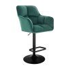 Barová židle AMALFI VELUR na černém talíři - zelená