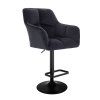Barhocker mit Lehne AMALFI Velours mit schwarzem Tellerfuß - Schwarz