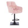 Barhocker mit Lehne AMALFI Velours mit schwarzem Vierkantgestell - Hellrosa