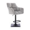 Barová židle AMALFI VELUR na černé hranaté podstavě - světle šedá