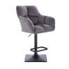 Barhocker mit Lehne AMALFI Velours mit schwarzem Vierkantgestell - Dunkelgrau