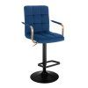 Barová židle VERONA GOLD VELUR na černém talíři - modrá