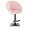 Barová židle VERA VELUR na černé hranaté podstavě - světle růžová