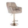 Barhocker mit Lehne AMALFI Velours mit goldenem Tellerfuß - Latte