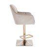 Barhocker mit Lehne AMALFI Velours mit goldenem Vierkantgestell - Latte