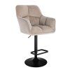 Barhocker mit Lehne AMALFI Velours mit schwarzem Tellerfuß - Latte