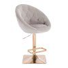 Barová židle VERA VELUR na zlaté hranaté podstavě - světle šedá