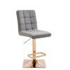 Barová židle TOLEDO VELUR na zlaté hranaté podstavě - světle šedá