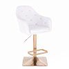 Barová židle ROMA na zlaté hranaté podstavě - bílá