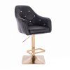 Barová židle ROMA na zlaté hranaté podstavě - černá