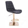 Barová židle PARIS na zlaté hranaté podstavě - černá