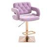 Barová židle ADRIA VELUR na zlaté hranaté podstavě - levandule