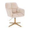 Křeslo AMALFI VELUR na zlatém kříži - krémové