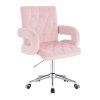 Židle BOSTON VELUR na stříbrné podstavě s kolečky - světle růžová