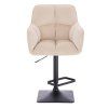 Barhocker mit Lehne AMALFI Velours mit schwarzem Vierkantgestell - Creme
