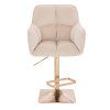 Barhocker mit Lehne AMALFI Velours mit goldenem Vierkantgestell - Creme