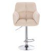 Barhocker mit Lehne AMALFI Velours mit silbernem Tellerfuß - Creme