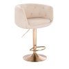 Barová židle MONTANA VELUR na zlatém talíři - krémová