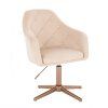 Křeslo ROMA VELUR na zlatém kříži - krémové