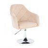 Křeslo ROMA VELUR na stříbrném talíři - krémové
