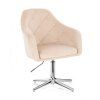 Křeslo ROMA VELUR na stříbrném kříži - krémové