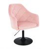 Křeslo ROMA VELUR na černém talíři - světle růžové
