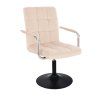 Židle VERONA VELUR na černém talíři - krémová