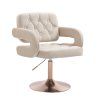 Židle ADRIA VELUR na zlatém talíři - krémová