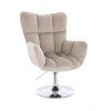 Křeslo AURORA VELUR na stříbrném talíři - latte