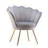 Křeslo FREY VELUR se zlatými nohami - světle šedé